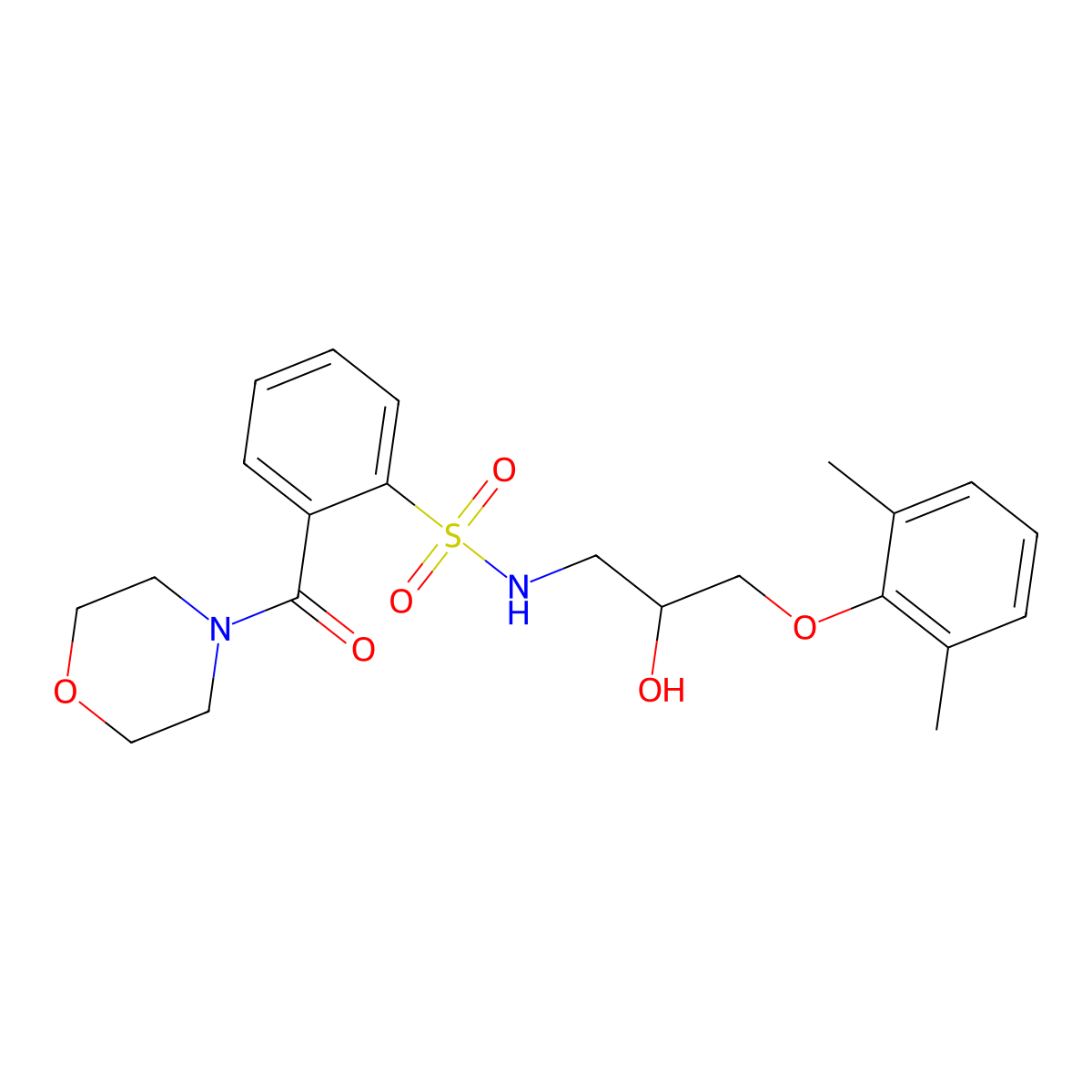 N-[3-(2,6-dimethylphenoxy)-2-hydroxypropyl]-2-(morpholine-4-carbonyl)benzenesulfonamide molecular structure, CAS 312598-41-7