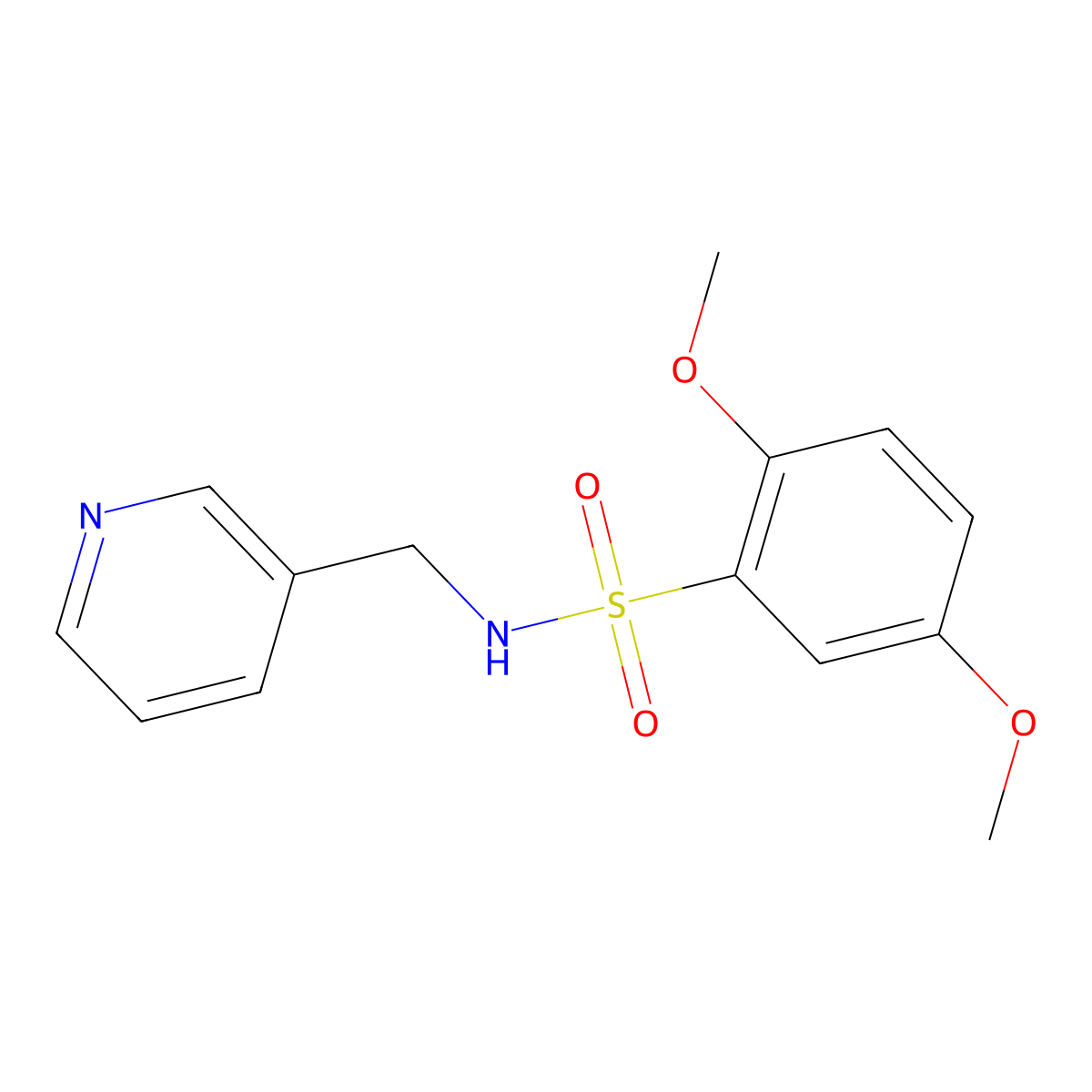 2,5-dimethoxy-N-(pyridin-3-ylmethyl)benzenesulfonamide molecular structure, CAS 312598-56-4