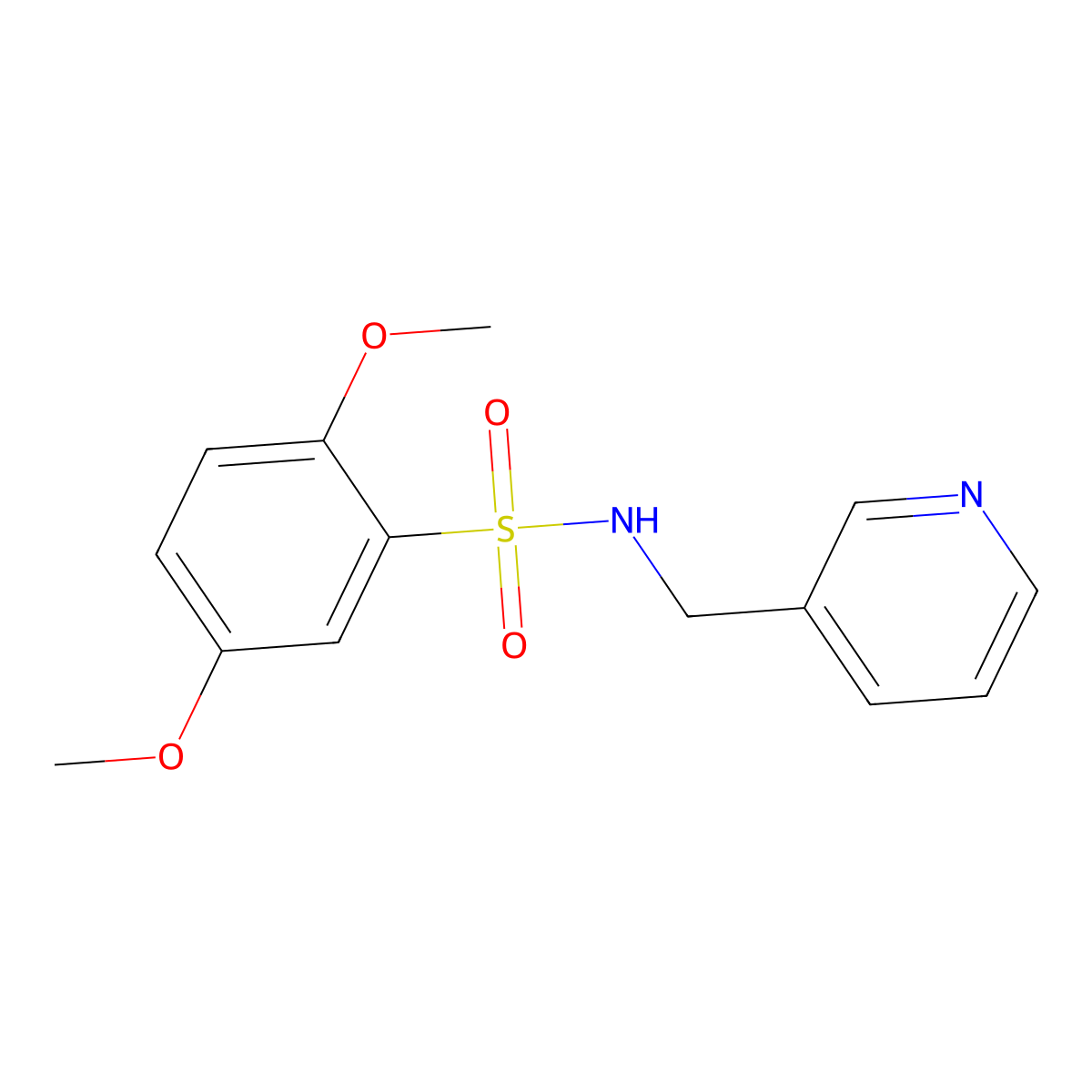 2,5-dimethoxy-N-(pyridin-3-ylmethyl)benzenesulfonamide molecular structure, CAS 312598-56-4