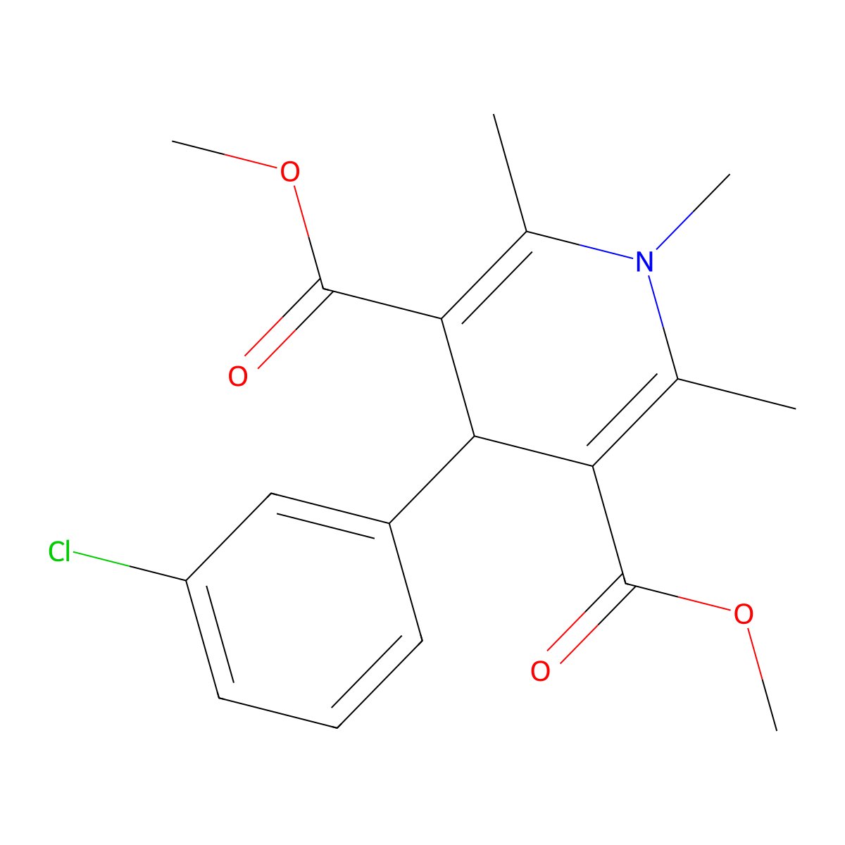 Dimethyl 4-(3-chlorophenyl)-1,2,6-trimethyl-1,4-dihydropyridine-3,5-dicarboxylate molecular structure, CAS 312598-59-7