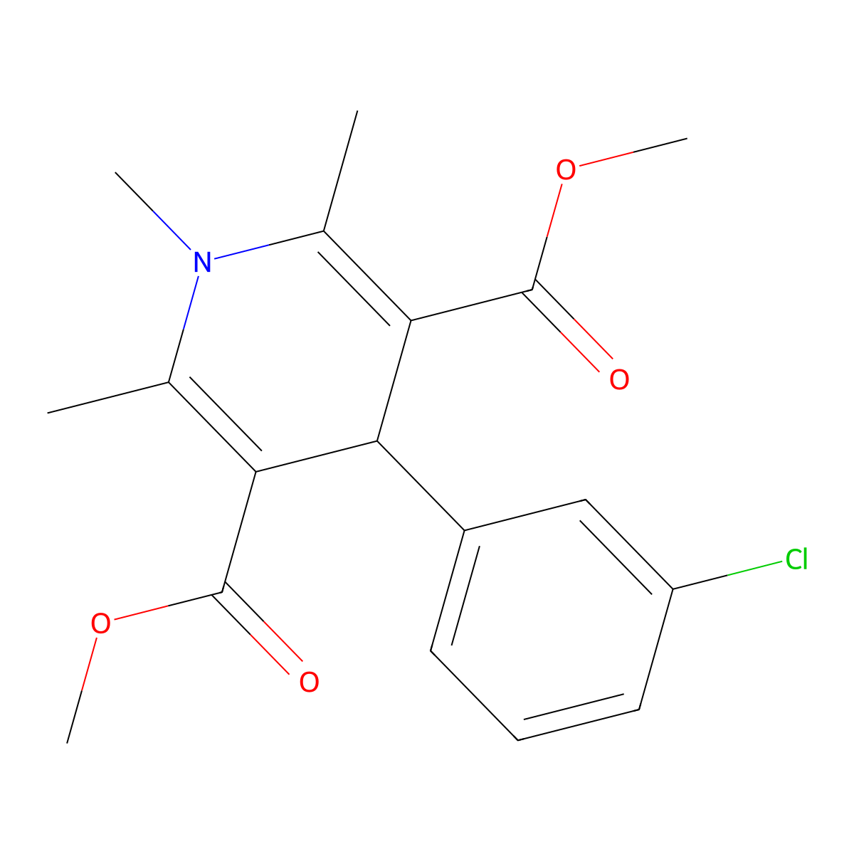 Dimethyl 4-(3-chlorophenyl)-1,2,6-trimethyl-1,4-dihydropyridine-3,5-dicarboxylate molecular structure, CAS 312598-59-7