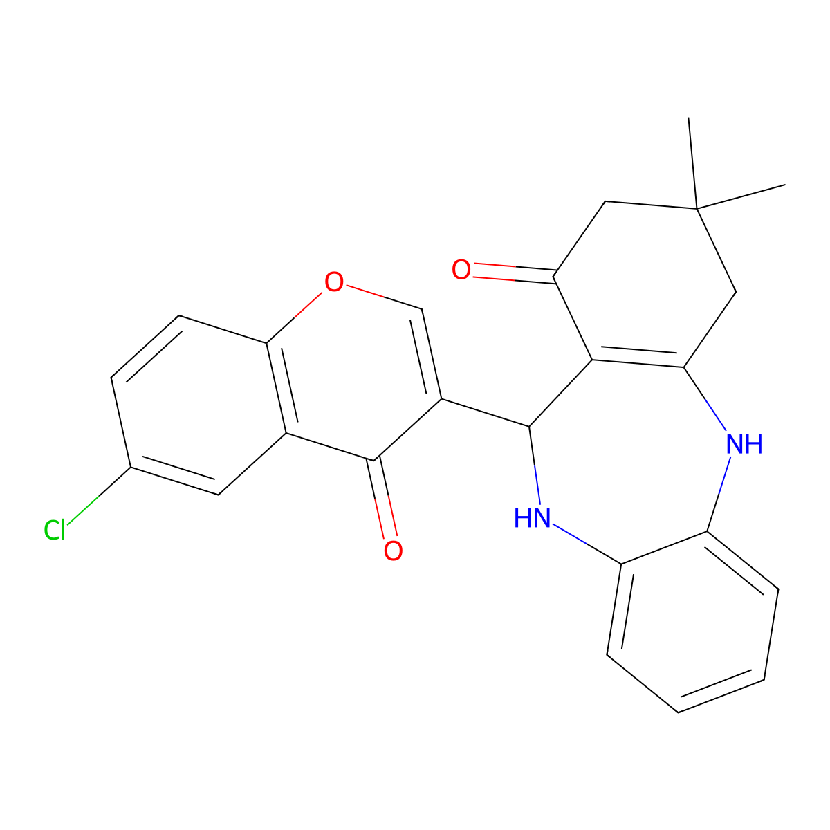 6-(6-chloro-4-oxochromen-3-yl)-9,9-dimethyl-6,8,10,11-tetrahydro-5H-benzo[b][1,4]benzodiazepin-7-one molecular structure, CAS 312598-64-4