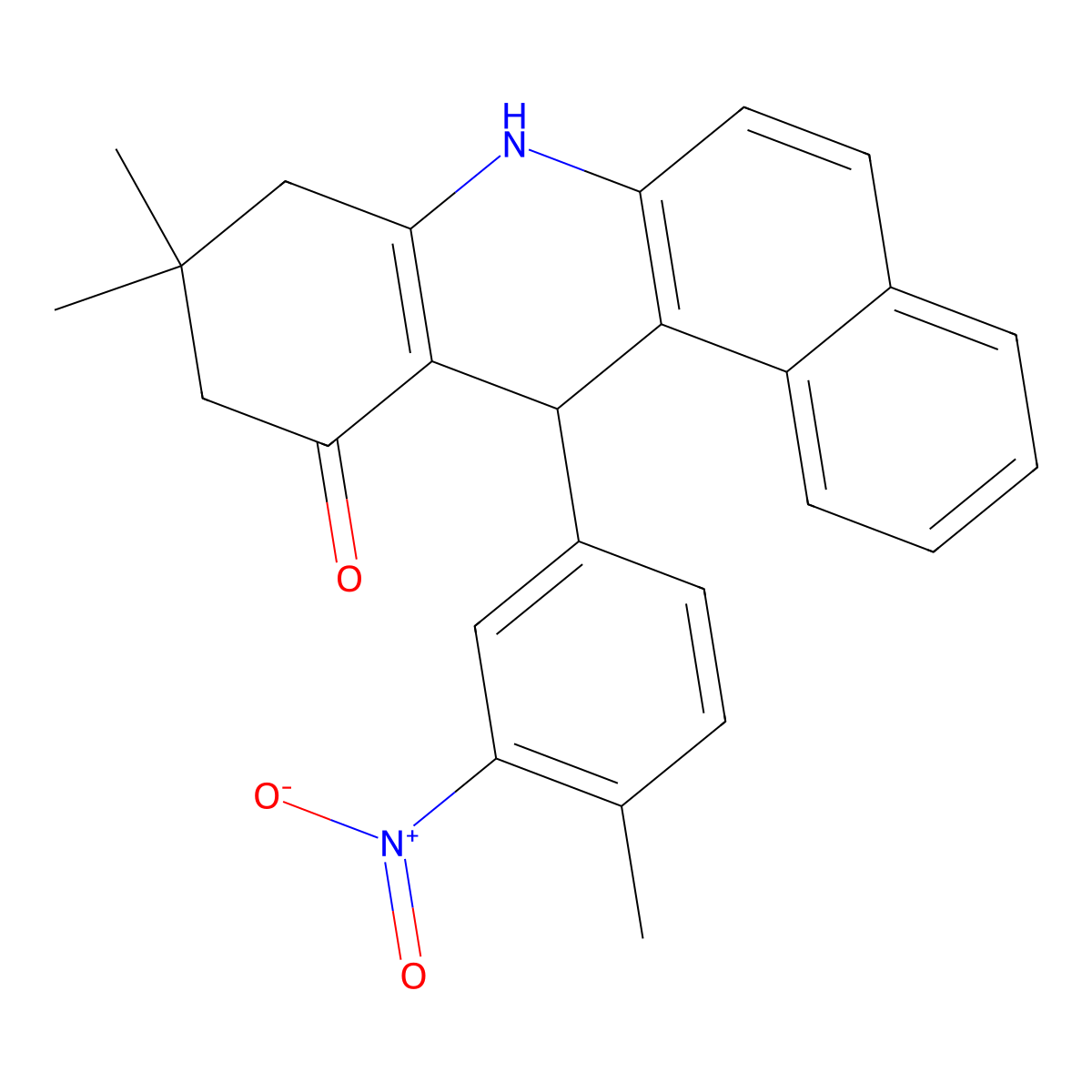 9,9-Dimethyl-12-(4-methyl-3-nitrophenyl)-7,8,10,12-tetrahydrobenzo[a]acridin-11-one molecular structure, CAS 312598-68-8