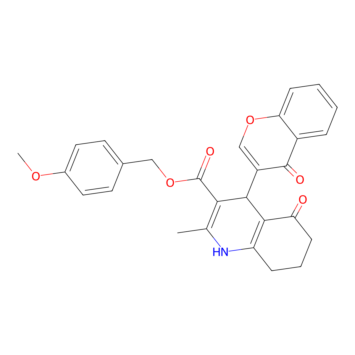 4-methoxybenzyl 2-methyl-5-oxo-4-(4-oxo-4H-chromen-3-yl)-1,4,5,6,7,8-hexahydroquinoline-3-carboxylate molecular structure, CAS 312598-77-9