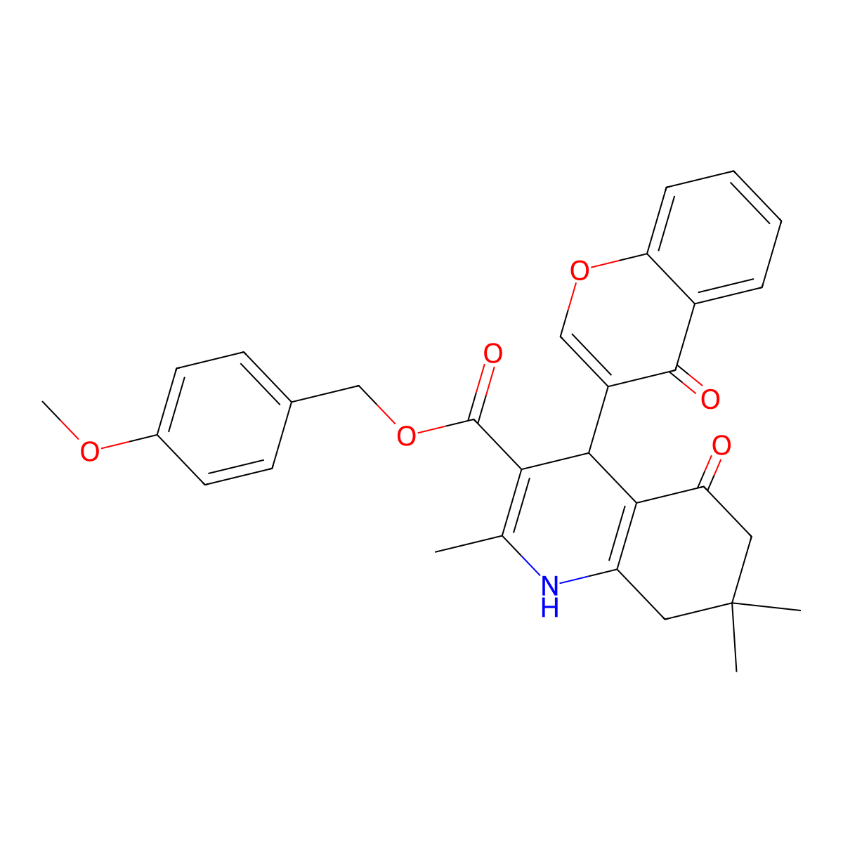 4-methoxybenzyl 2,7,7-trimethyl-5-oxo-4-(4-oxo-4H-chromen-3-yl)-1,4,5,6,7,8-hexahydroquinoline-3-carboxylate molecular structure, CAS 312598-80-4