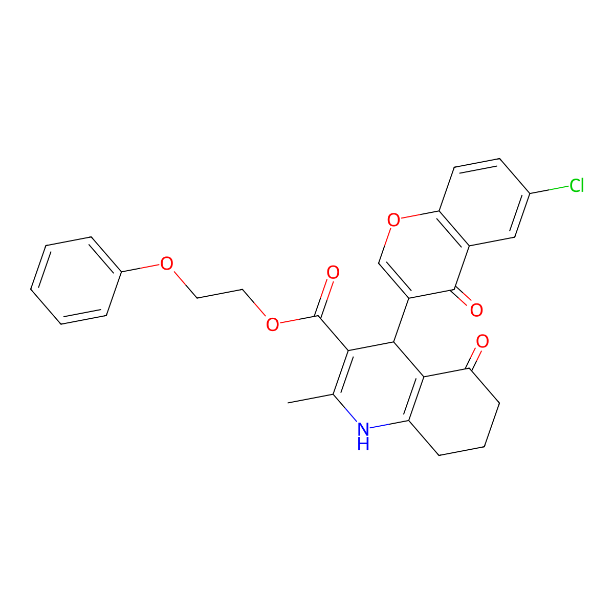 2-phenoxyethyl 4-(6-chloro-4-oxo-4H-chromen-3-yl)-2-methyl-5-oxo-1,4,5,6,7,8-hexahydroquinoline-3-carboxylate molecular structure, CAS 312598-86-0