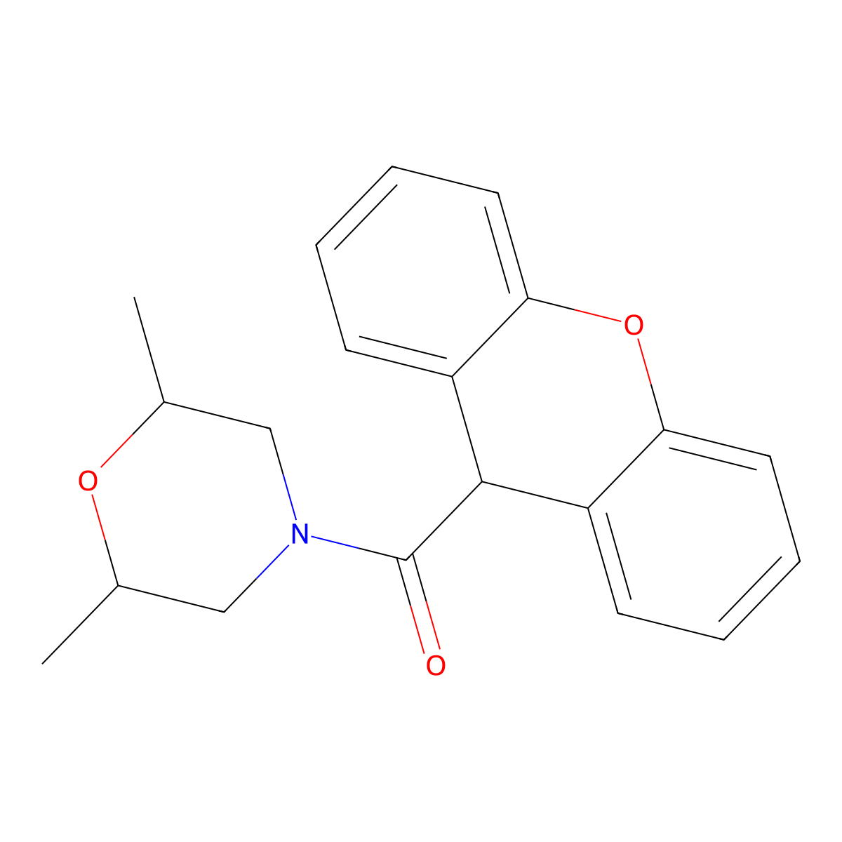 (2,6-dimethylmorpholin-4-yl)(9H-xanthen-9-yl)methanone molecular structure, CAS 312598-98-4