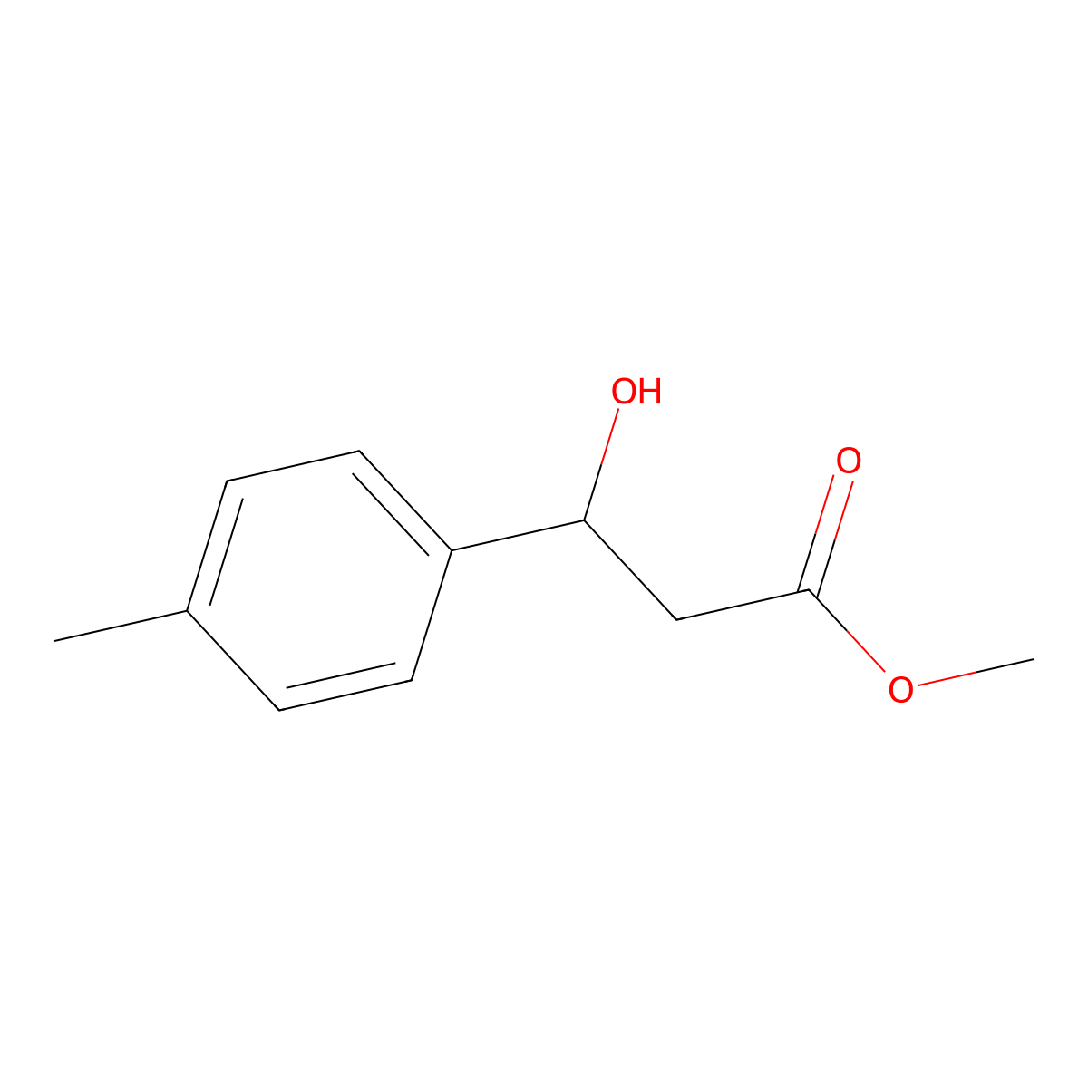 methyl (3S)-3-hydroxy-3-(4-methylphenyl)propanoate molecular structure, CAS 312599-05-6