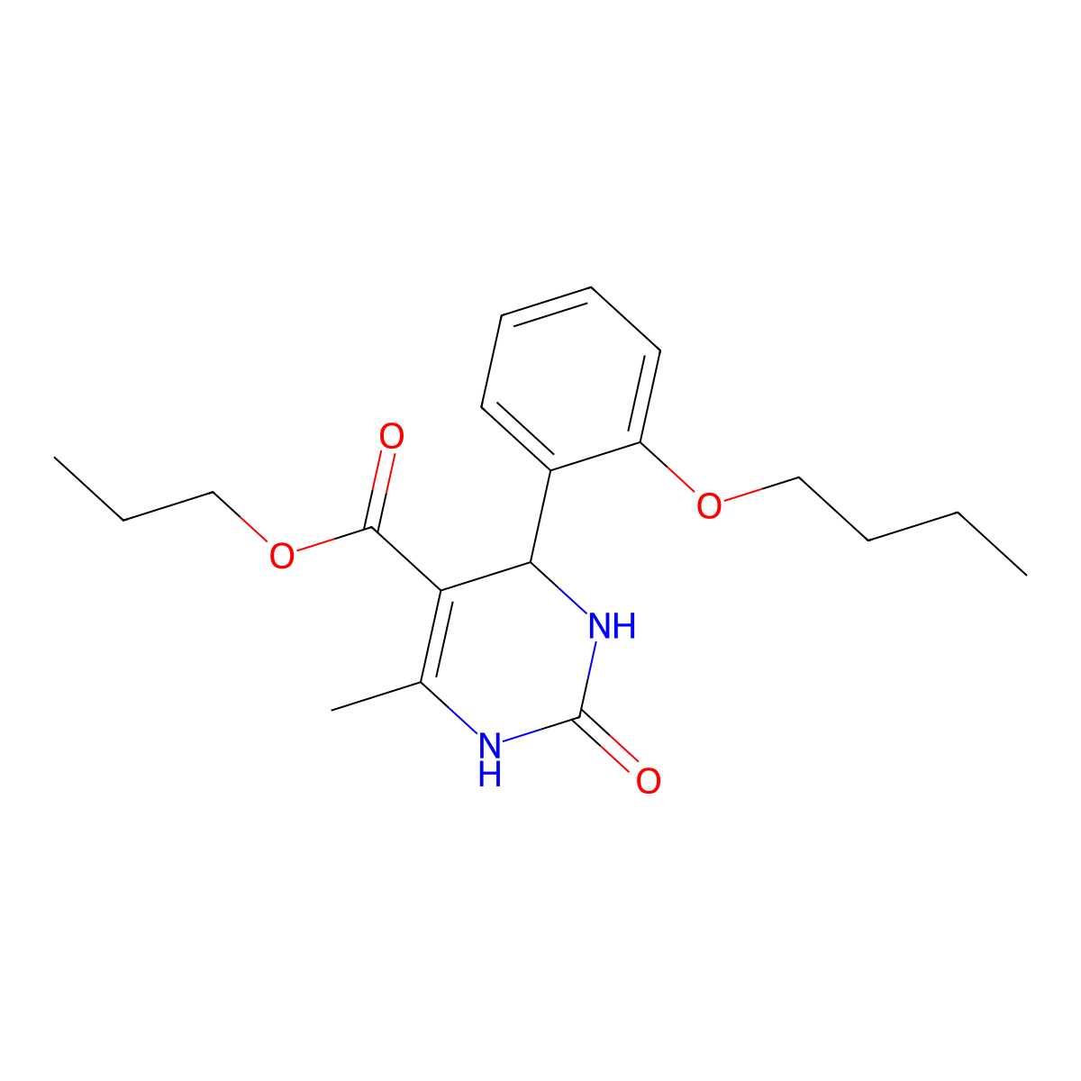 Propyl 4-(2-butoxyphenyl)-6-methyl-2-oxo-1,2,3,4-tetrahydropyrimidine-5-carboxylate molecular structure, CAS 312599-08-9