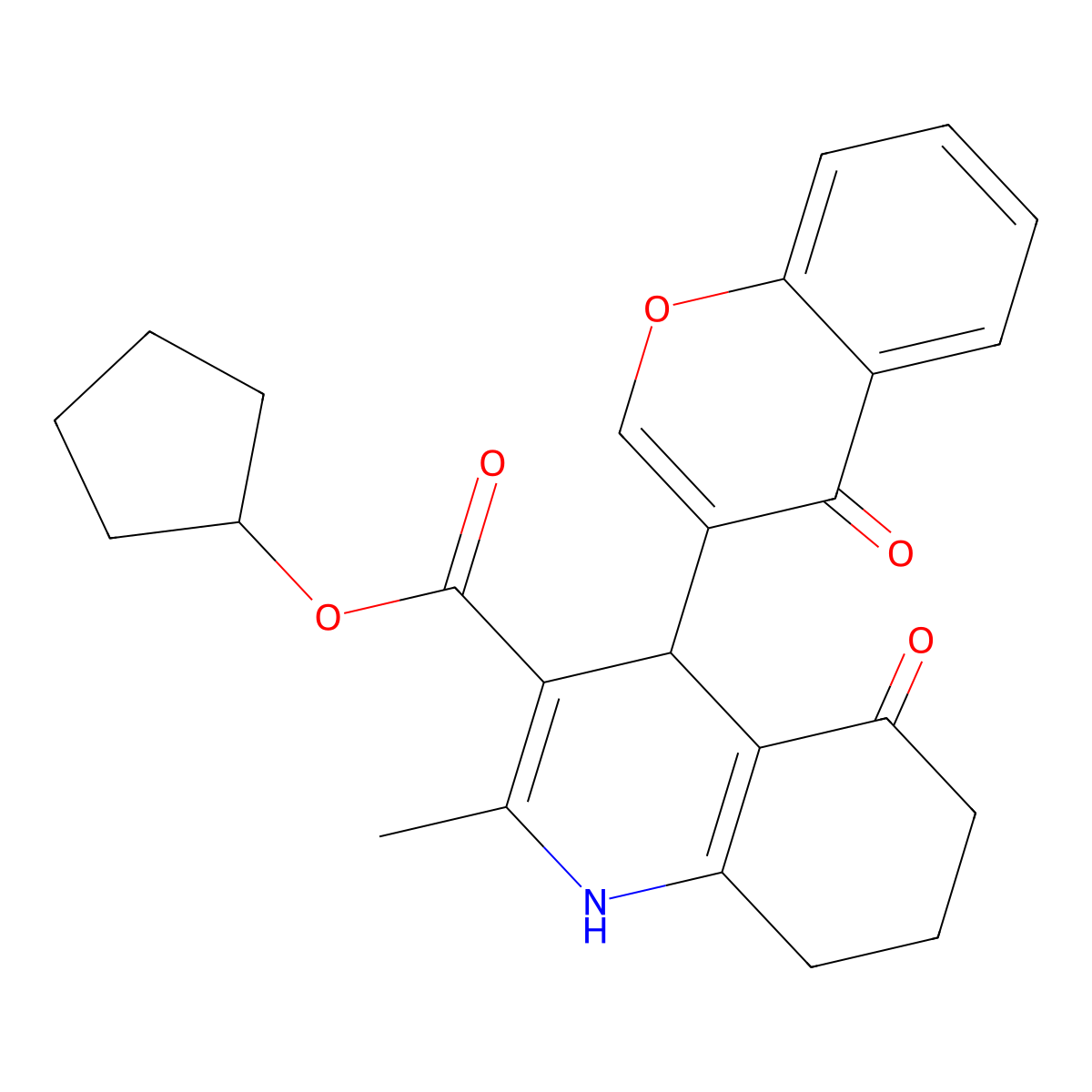 cyclopentyl 2-methyl-5-oxo-4-(4-oxo-4H-chromen-3-yl)-1,4,5,6,7,8-hexahydroquinoline-3-carboxylate molecular structure, CAS 312599-24-9