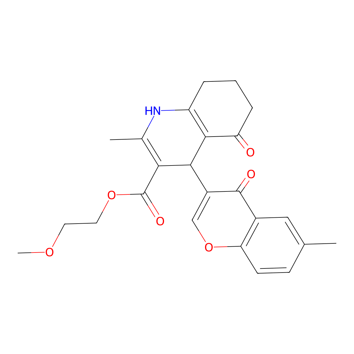 2-methoxyethyl 2-methyl-4-(6-methyl-4-oxo-4H-chromen-3-yl)-5-oxo-1,4,5,6,7,8-hexahydroquinoline-3-carboxylate molecular structure, CAS 312599-26-1