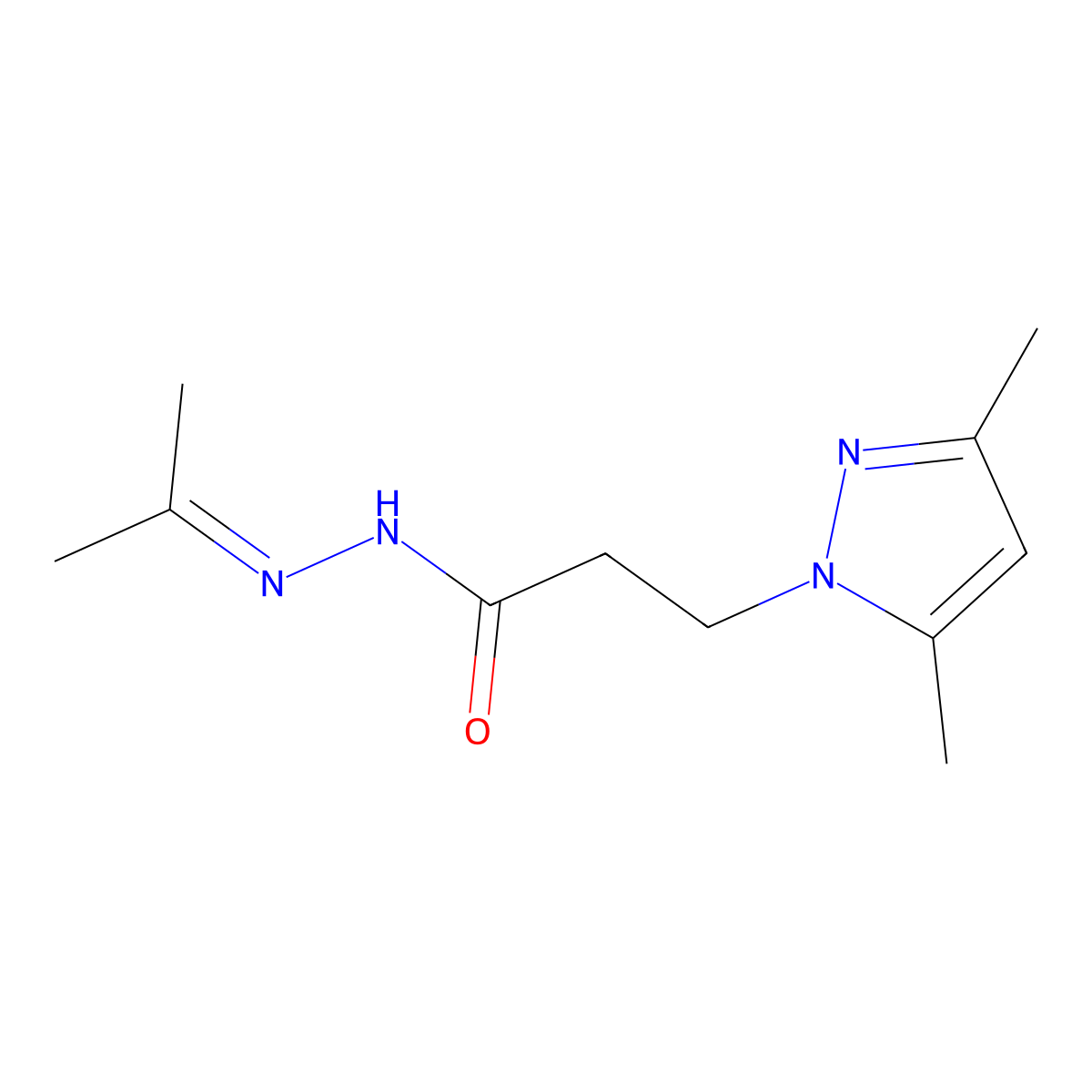 3-(3,5-dimethyl-1H-pyrazol-1-yl)-N'-(propan-2-ylidene)propanehydrazide molecular structure, CAS 312601-40-4