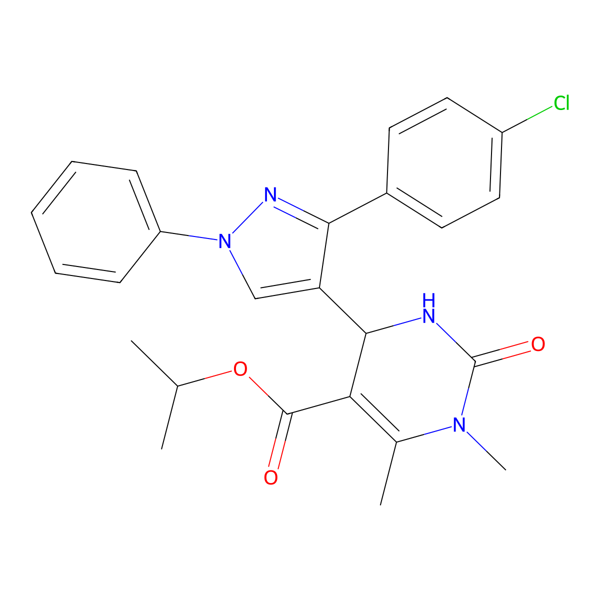 propan-2-yl 4-[3-(4-chlorophenyl)-1-phenyl-1H-pyrazol-4-yl]-1,6-dimethyl-2-oxo-1,2,3,4-tetrahydropyrimidine-5-carboxylate molecular structure, CAS 312601-54-0