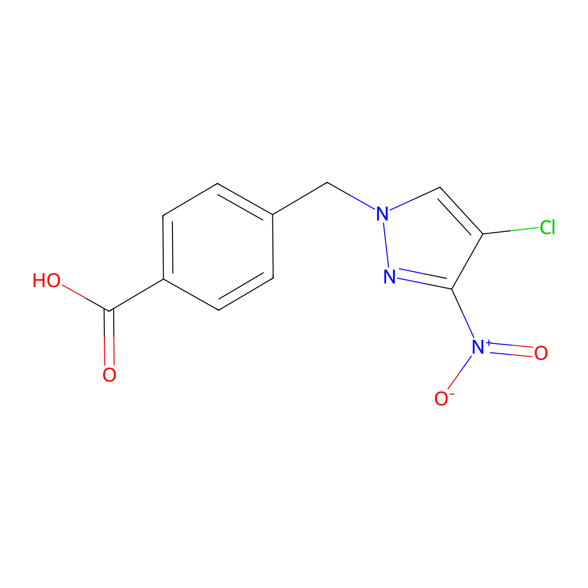 4-[(4-chloro-3-nitro-1H-pyrazol-1-yl)methyl]benzoic acid molecular structure, CAS 312601-70-0
