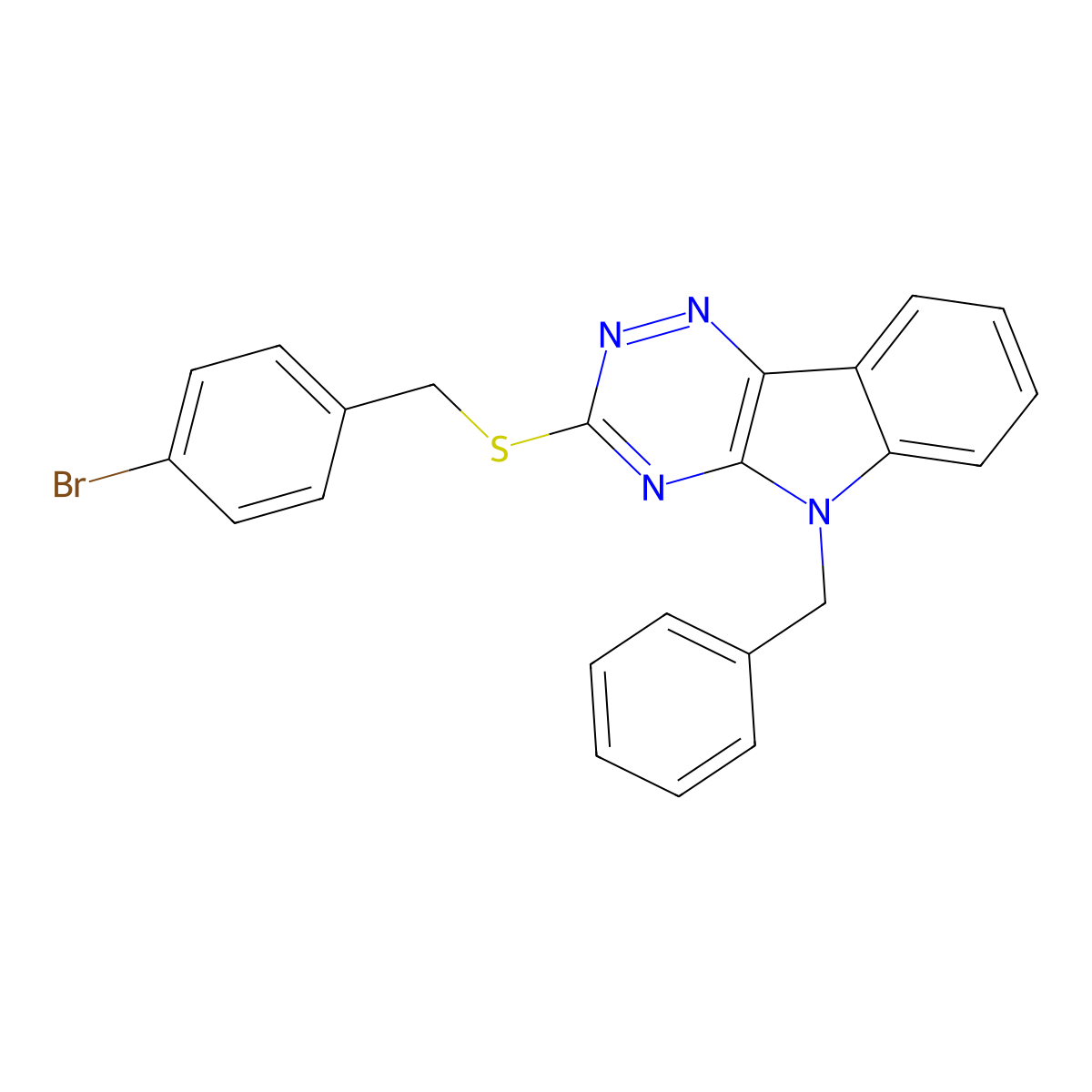 5-benzyl-3-[(4-bromobenzyl)sulfanyl]-5H-[1,2,4]triazino[5,6-b]indole molecular structure, CAS 312603-38-6