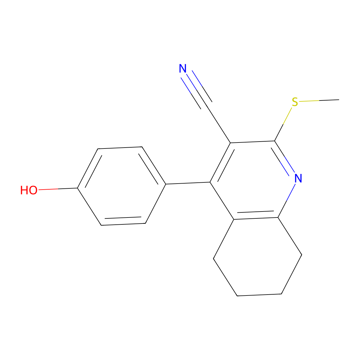 4-(4-Hydroxyphenyl)-2-(methylsulfanyl)-5,6,7,8-tetrahydroquinoline-3-carbonitrile molecular structure, CAS 312604-12-9