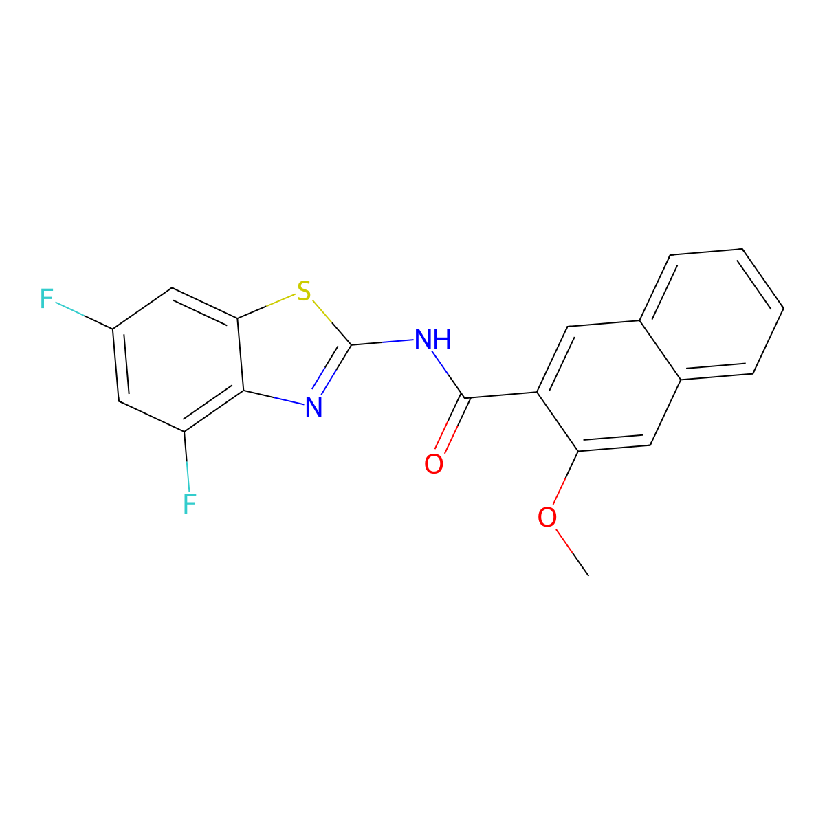 N-(4,6-difluoro-1,3-benzothiazol-2-yl)-3-methoxynaphthalene-2-carboxamide molecular structure, CAS 312604-34-5