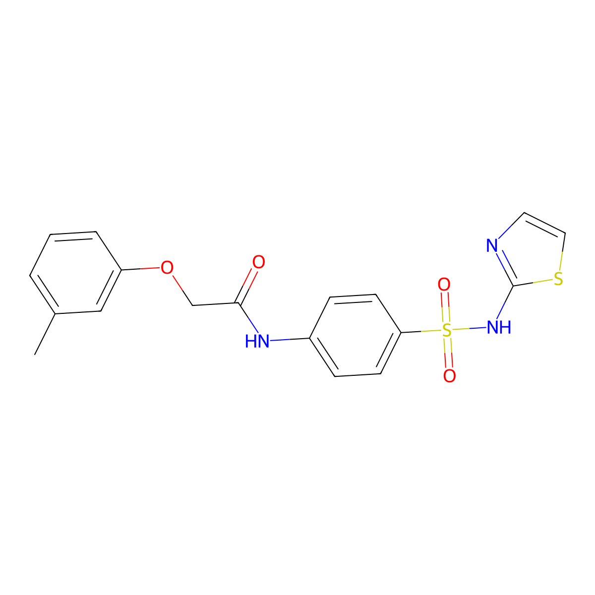 N-(4-(N-(thiazol-2-yl)sulfamoyl)phenyl)-2-(m-tolyloxy)acetamide molecular structure, CAS 312604-35-6