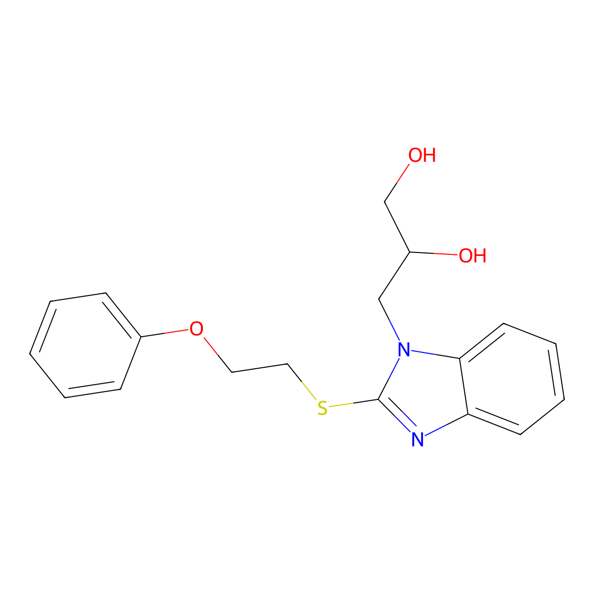 3-[2-(2-Phenoxyethylsulfanyl)benzimidazol-1-yl]propane-1,2-diol molecular structure, CAS 312604-59-4