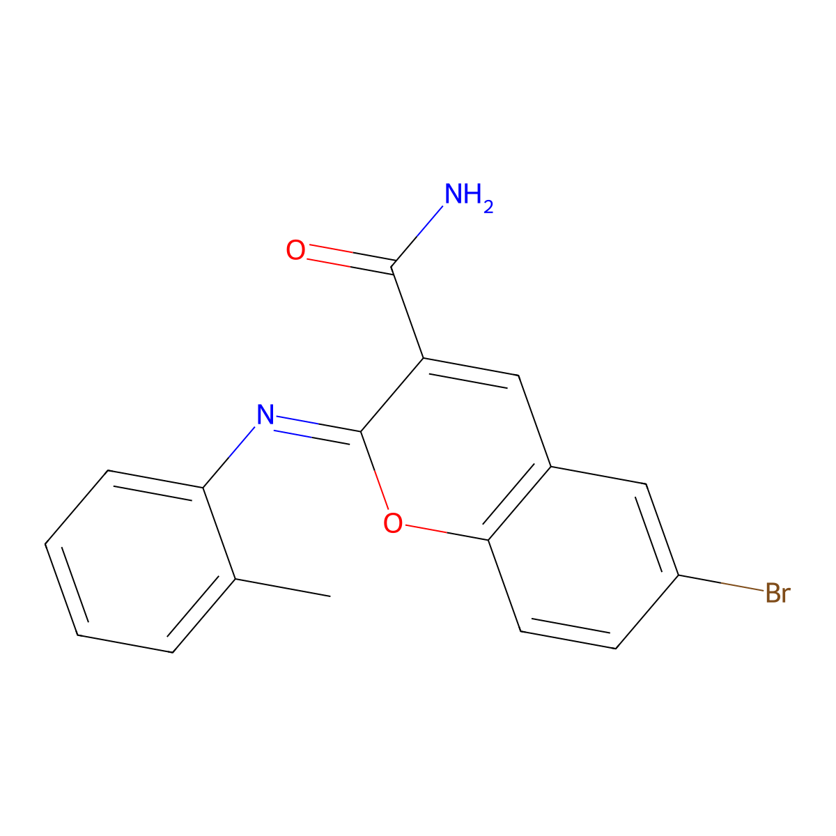 (2Z)-6-bromo-2-[(2-methylphenyl)imino]-2H-chromene-3-carboxamide molecular structure, CAS 312604-74-3
