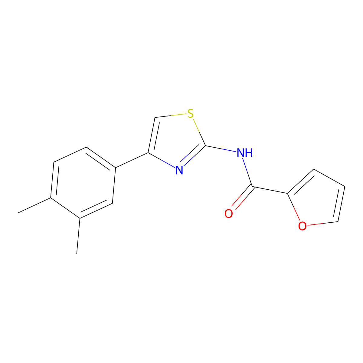 N-[4-(3,4-dimethylphenyl)-1,3-thiazol-2-yl]furan-2-carboxamide molecular structure, CAS 312604-88-9