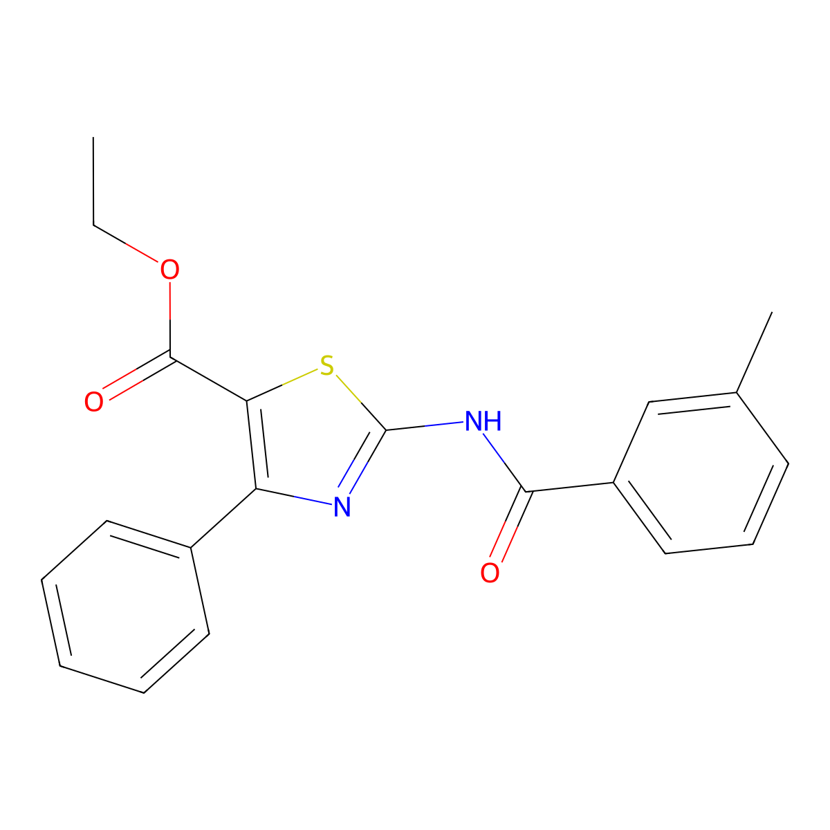 Ethyl 2-(3-methylbenzamido)-4-phenylthiazole-5-carboxylate molecular structure, CAS 312604-95-8