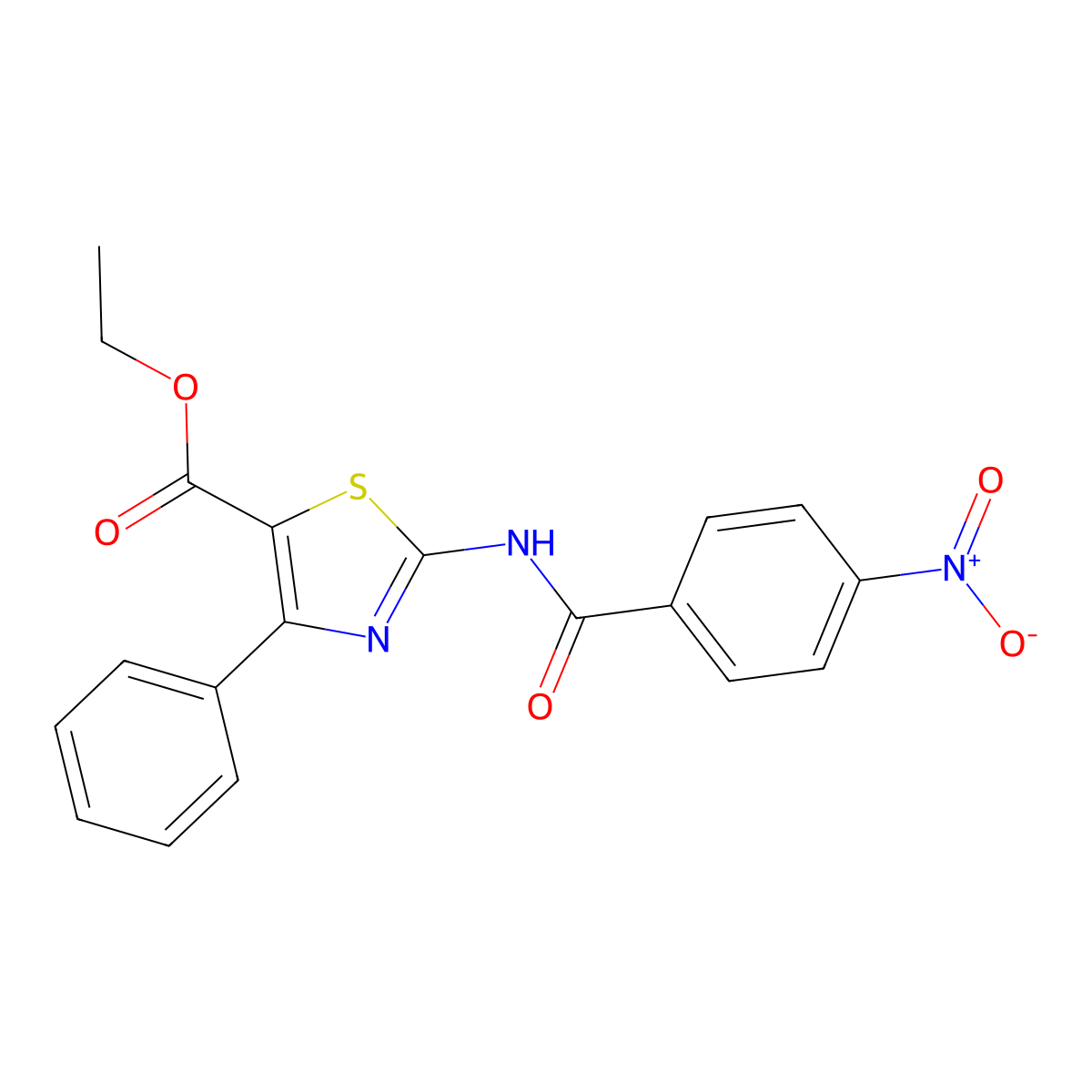 Ethyl 2-(4-nitrobenzamido)-4-phenylthiazole-5-carboxylate molecular structure, CAS 312604-96-9