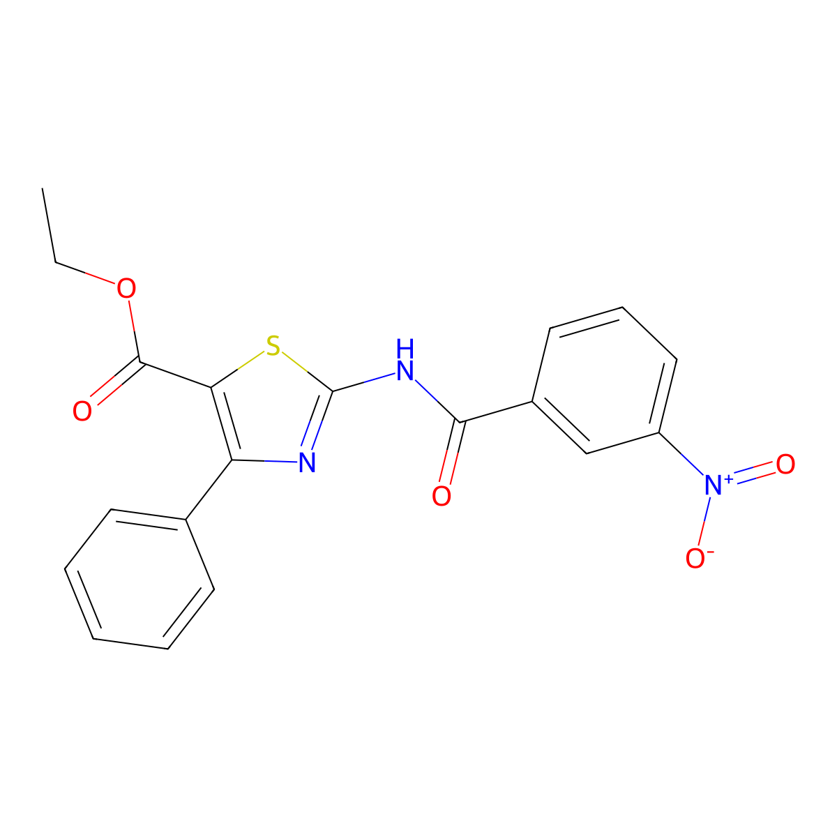 Ethyl 2-(3-nitrobenzamido)-4-phenyl-1,3-thiazole-5-carboxylate molecular structure, CAS 312604-97-0