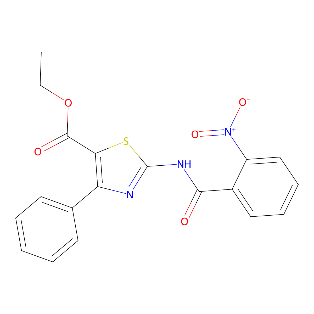 Ethyl 2-(2-nitrobenzamido)-4-phenylthiazole-5-carboxylate molecular structure, CAS 312604-98-1