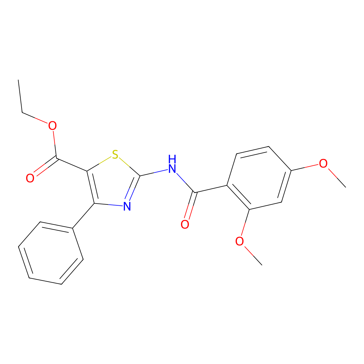 Ethyl 2-[(2,4-dimethoxybenzoyl)amino]-4-phenyl-1,3-thiazole-5-carboxylate molecular structure, CAS 312605-03-1