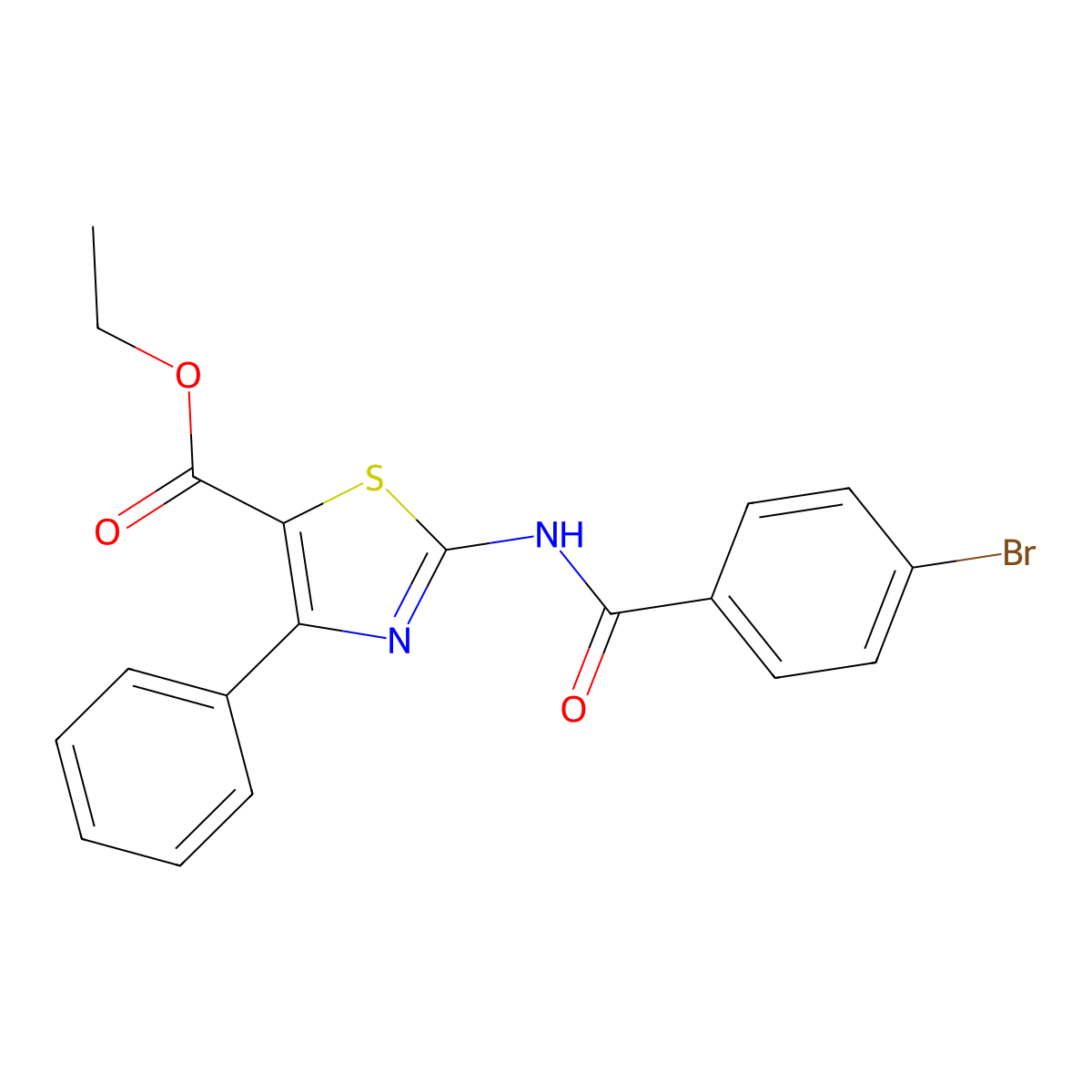 Ethyl 2-(4-bromobenzamido)-4-phenylthiazole-5-carboxylate molecular structure, CAS 312605-04-2
