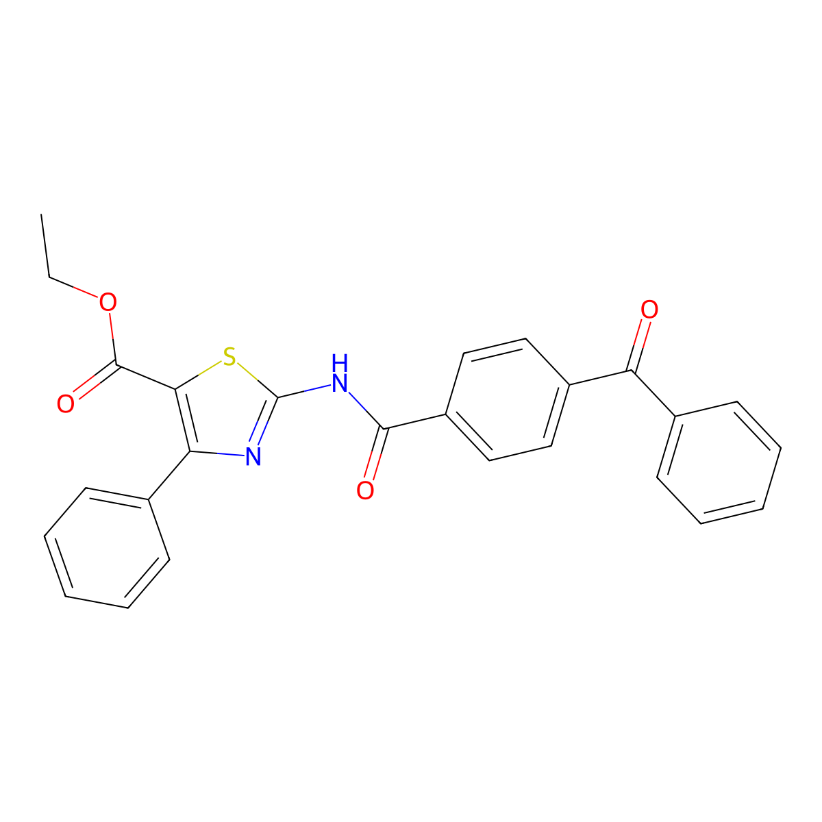 Ethyl 2-(4-benzoylbenzamido)-4-phenyl-1,3-thiazole-5-carboxylate molecular structure, CAS 312605-06-4