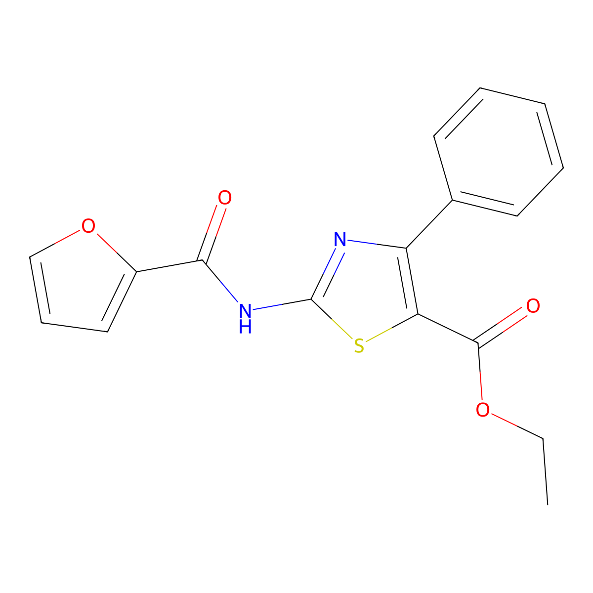 Ethyl 2-(furan-2-carboxamido)-4-phenylthiazole-5-carboxylate molecular structure, CAS 312605-07-5