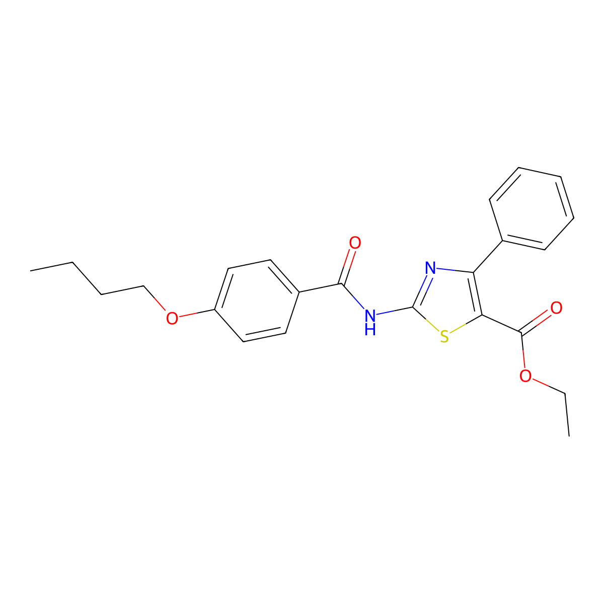 Ethyl 2-(4-butoxybenzamido)-4-phenylthiazole-5-carboxylate molecular structure, CAS 312605-09-7