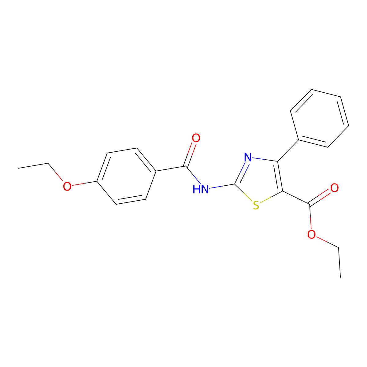 Ethyl 2-(4-ethoxybenzamido)-4-phenylthiazole-5-carboxylate molecular structure, CAS 312605-10-0