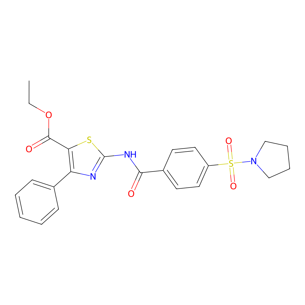 Ethyl 4-phenyl-2-(4-(pyrrolidin-1-ylsulfonyl)benzamido)thiazole-5-carboxylate molecular structure, CAS 312605-11-1