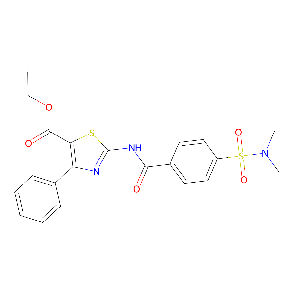 Ethyl 2-[[4-(dimethylsulfamoyl)benzoyl]amino]-4-phenyl-1,3-thiazole-5-carboxylate molecular structure, CAS 312605-12-2