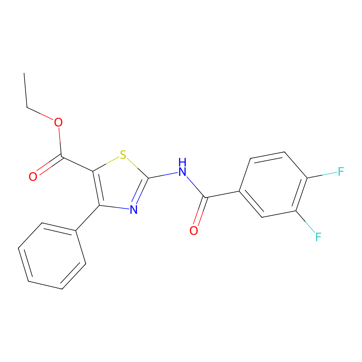 Ethyl 2-[(3,4-difluorobenzoyl)amino]-4-phenyl-1,3-thiazole-5-carboxylate molecular structure, CAS 312605-13-3