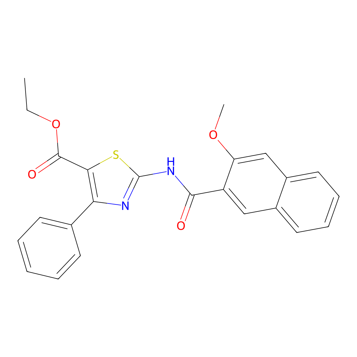 Ethyl 2-[(3-methoxynaphthalene-2-carbonyl)amino]-4-phenyl-1,3-thiazole-5-carboxylate molecular structure, CAS 312605-15-5