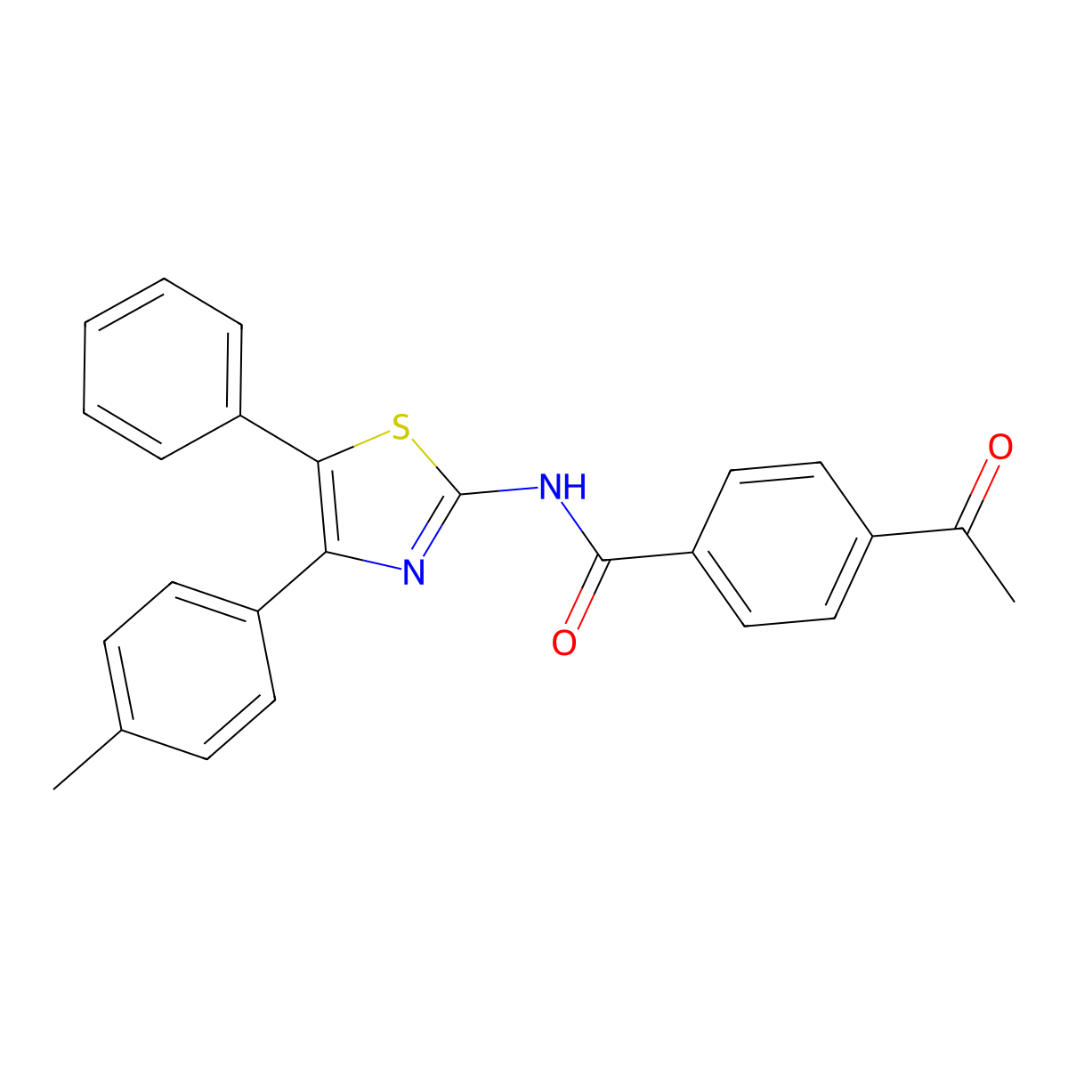 4-acetyl-N-[4-(4-methylphenyl)-5-phenyl-1,3-thiazol-2-yl]benzamide molecular structure, CAS 312605-24-6
