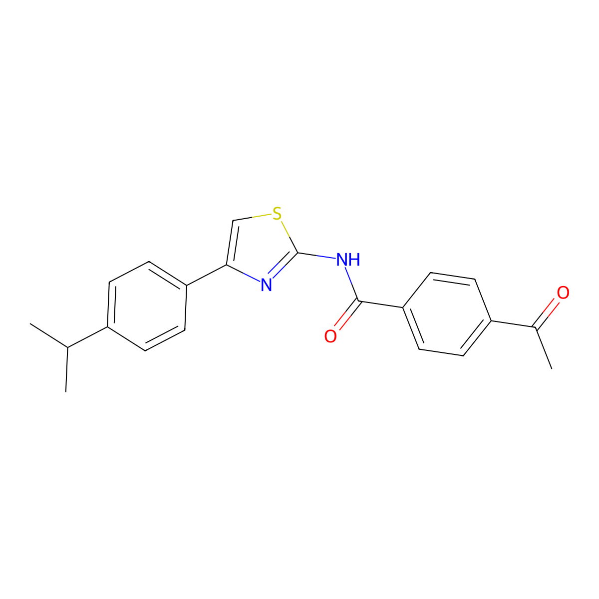 4-acetyl-N-(4-(4-isopropylphenyl)thiazol-2-yl)benzamide molecular structure, CAS 312605-26-8