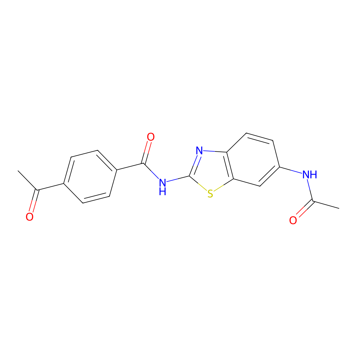N-(6-acetamidobenzo[d]thiazol-2-yl)-4-acetylbenzamide molecular structure, CAS 312605-32-6