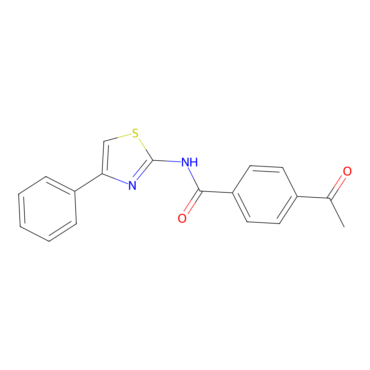 4-acetyl-N-(4-phenyl-1,3-thiazol-2-yl)benzamide molecular structure, CAS 312605-33-7