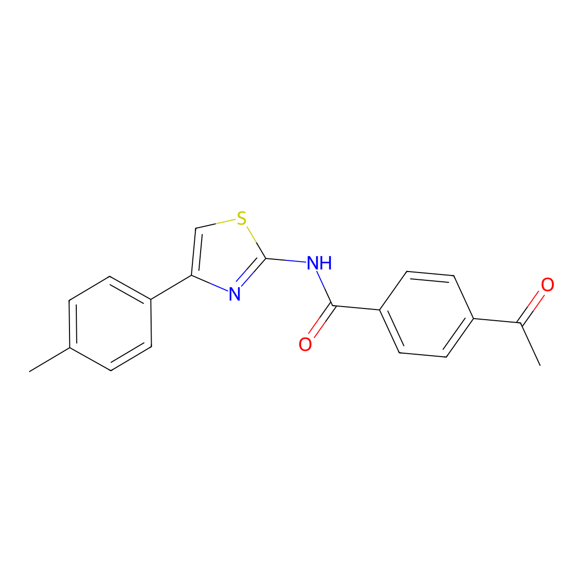 4-acetyl-N-[4-(4-methylphenyl)-1,3-thiazol-2-yl]benzamide molecular structure, CAS 312605-34-8