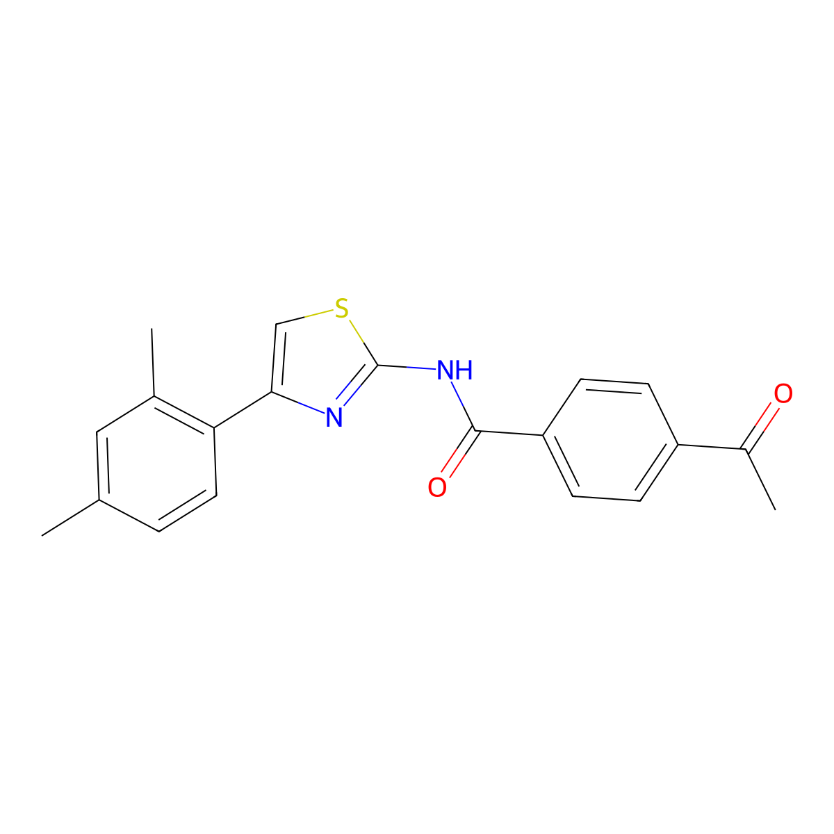 4-acetyl-N-[4-(2,4-dimethylphenyl)-1,3-thiazol-2-yl]benzamide molecular structure, CAS 312605-37-1