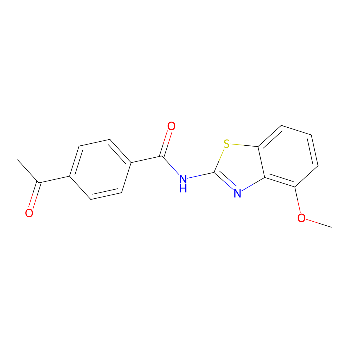 4-acetyl-N-(4-methoxy-1,3-benzothiazol-2-yl)benzamide molecular structure, CAS 312605-38-2