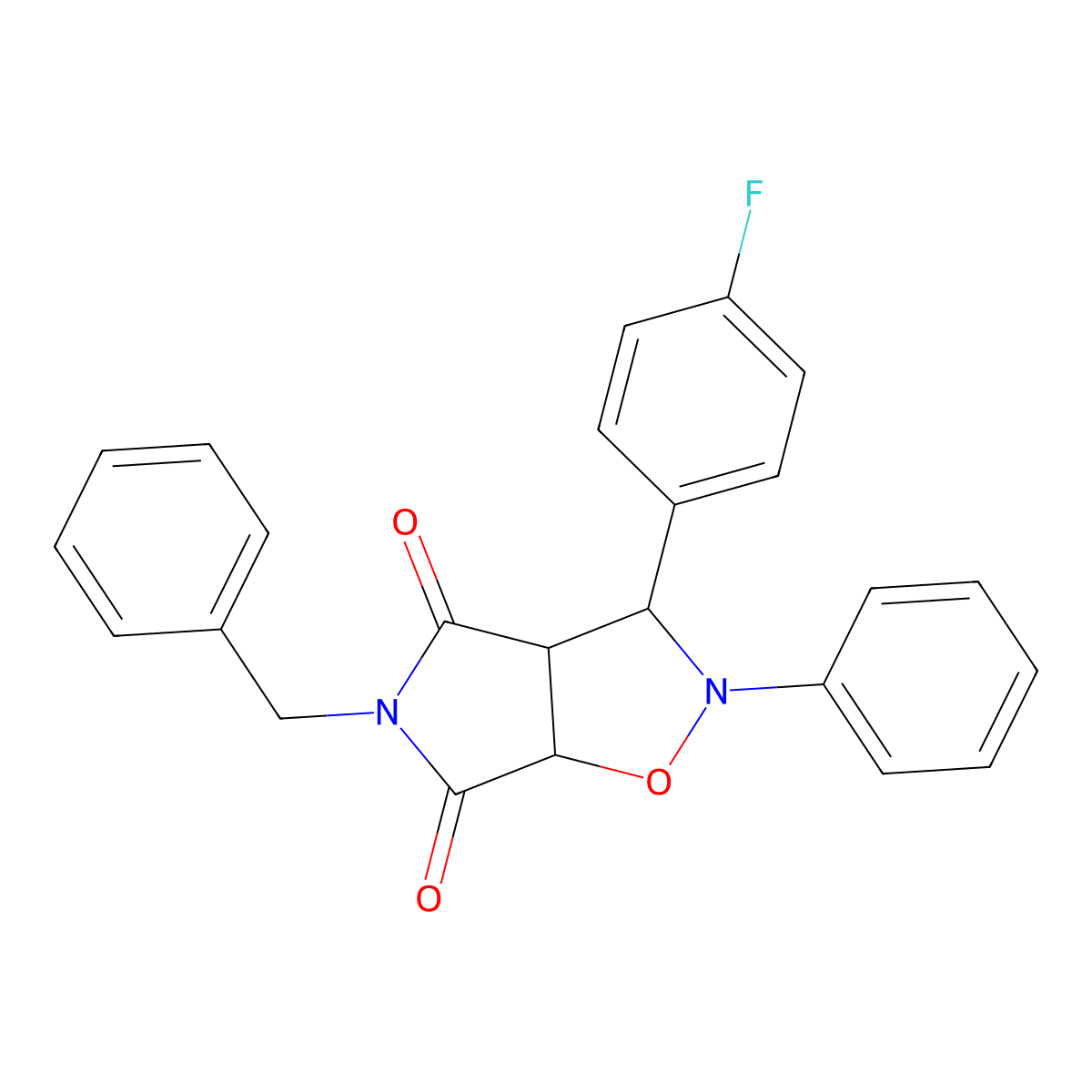 5-benzyl-3-(4-fluorophenyl)-2-phenyldihydro-2H-pyrrolo[3,4-d]isoxazole-4,6(5H,6aH)-dione molecular structure, CAS 312605-63-3