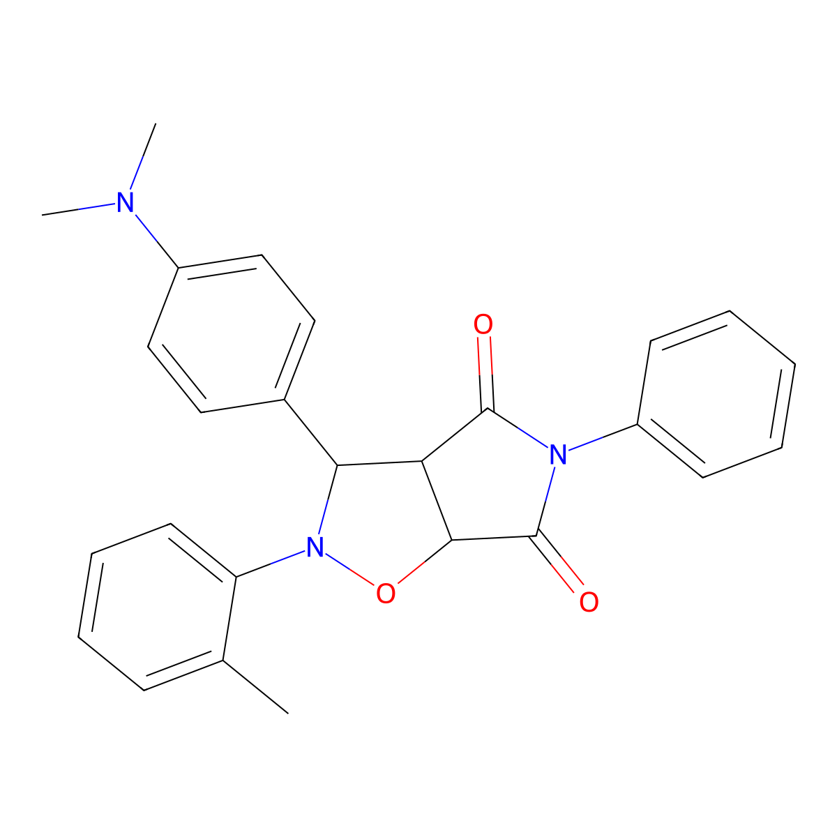 3-(4-(dimethylamino)phenyl)-5-phenyl-2-(o-tolyl)dihydro-2H-pyrrolo[3,4-d]isoxazole-4,6(5H,6aH)-dione molecular structure, CAS 312605-65-5