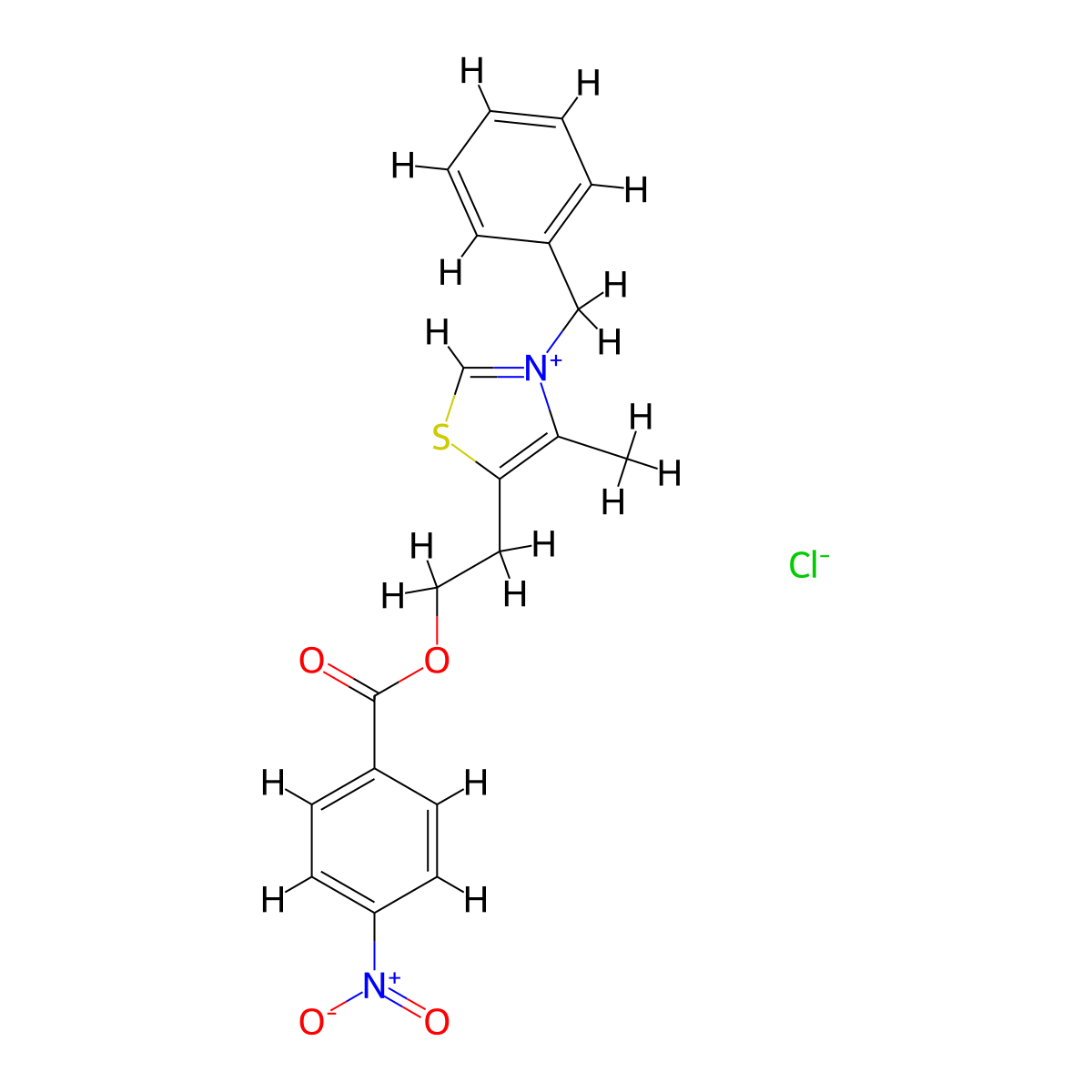 3-Benzyl-4-methyl-5-(2-((4-nitrobenzoyl)oxy)ethyl)thiazol-3-ium chloride molecular structure, CAS 312606-01-2