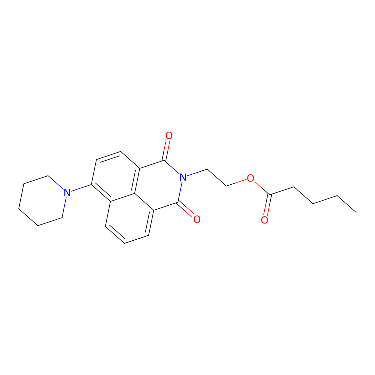 2-(1,3-dioxo-6-(piperidin-1-yl)-1H-benzo[de]isoquinolin-2(3H)-yl)ethyl pentanoate molecular structure, CAS 312606-14-7